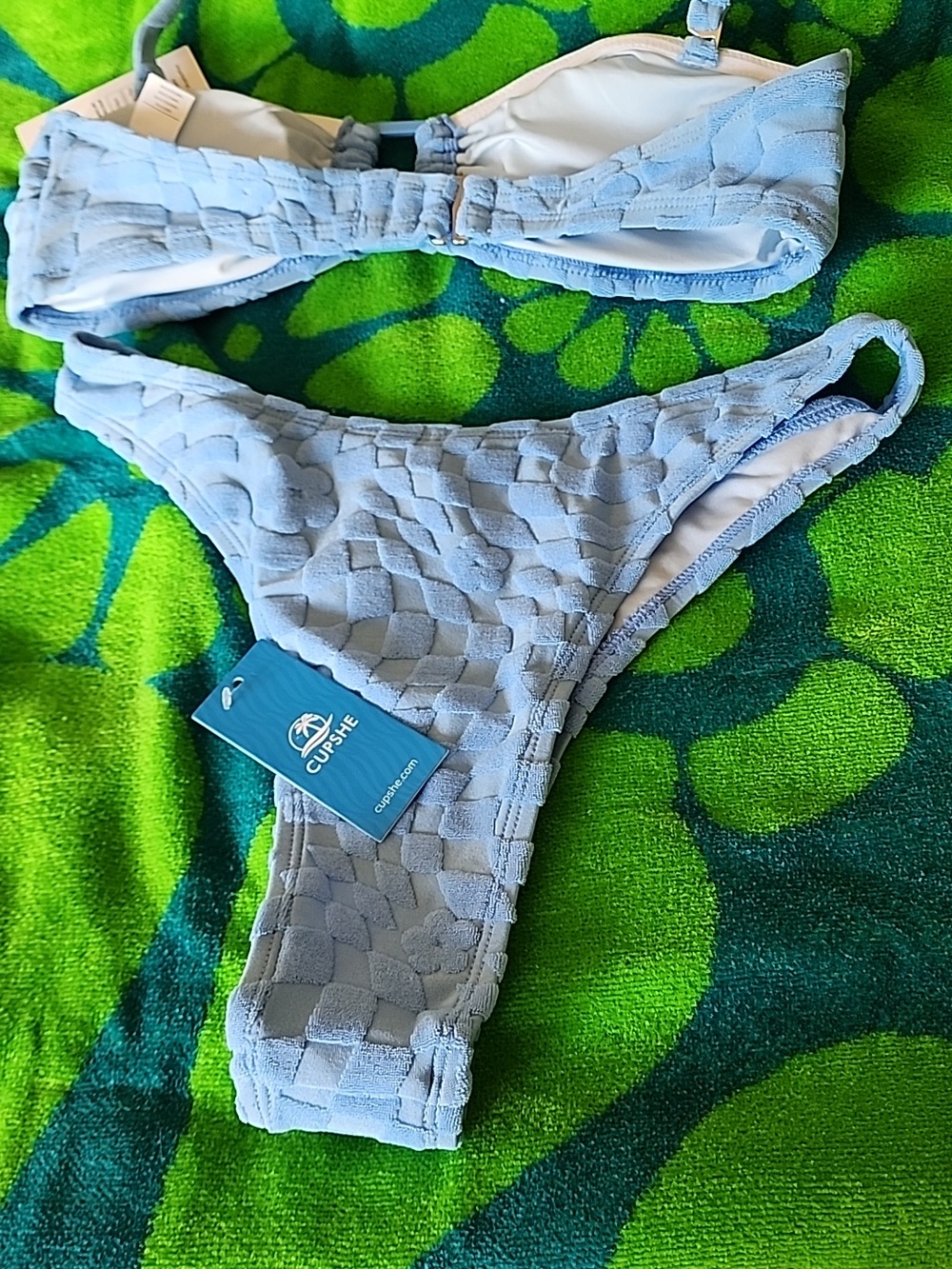 NWT Cupshe Powder Blue Textured Two-Piece Bikini - Picture 3 of 7
